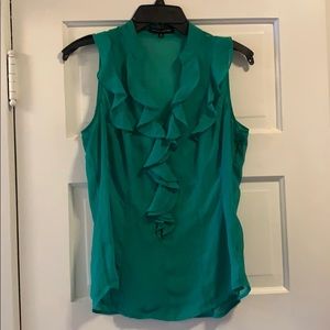 Gorgeous Emerald Tank Top Blouse with Ruffles